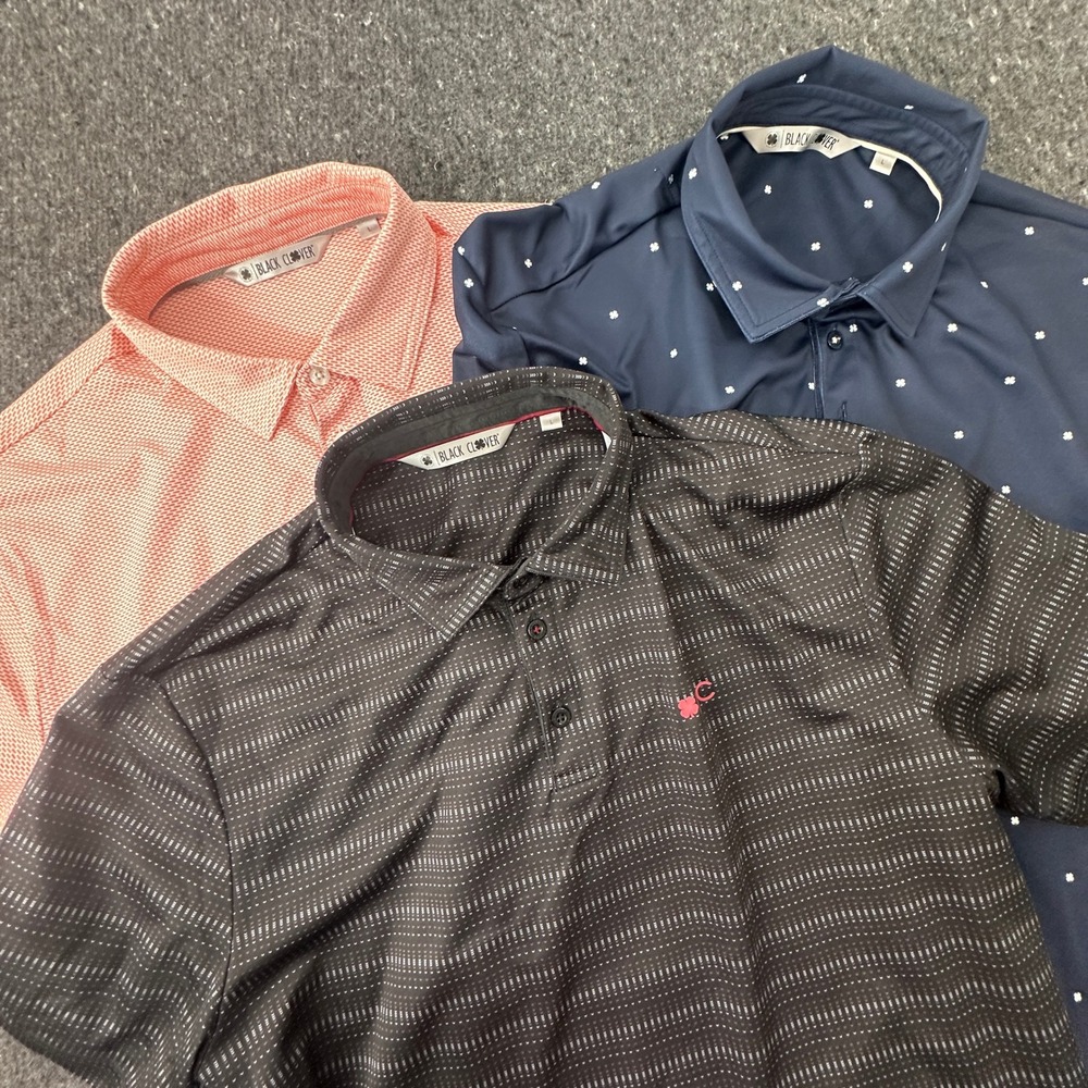 Black Clover Polo Shirt Men Large Multicolor Performance Golf Lot of 3